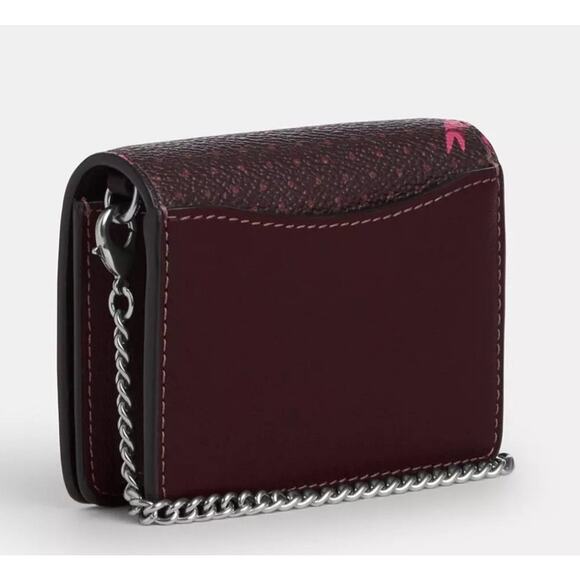 Coach NWT Mini Bow Print Wallet On Chain Mini Purse - Picture 2 of 10